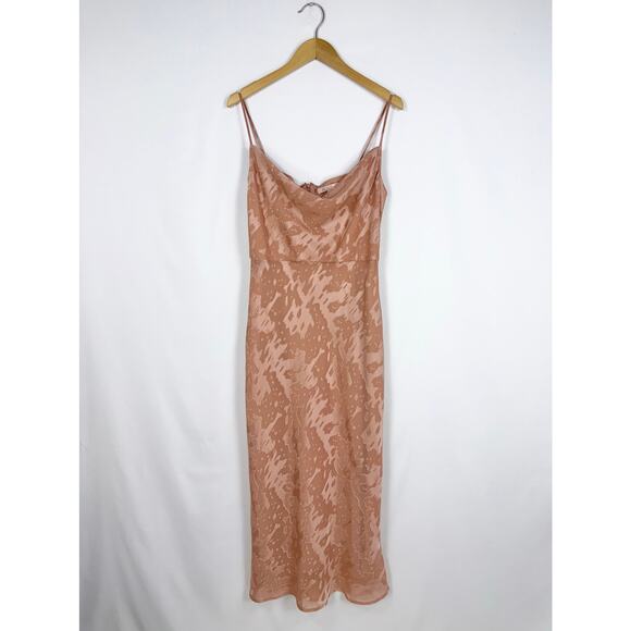 Anthropologie Hutch Women's Kinsey Burnout Midi Slip Dress Size 12 Blush - Picture 2 of 16